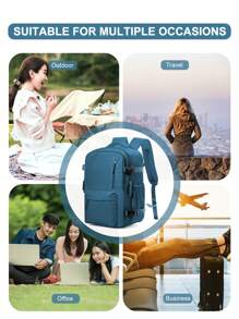 大容量旅行背包，航空认证防水尼龙徒步背包，便携式户外背包，可装14英寸和15.6英寸笔记本电脑，适合通勤和商务出行，多功能防水背包，适合教师、上班族和学生使用。 - 水鴨藍 - 查看 6