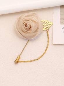 1 件男女通用优雅简约奶油色、香槟色和粉红玫瑰花链装饰胸针，适合新娘、伴娘、新郎、父母、婚礼、派对、日常佩戴