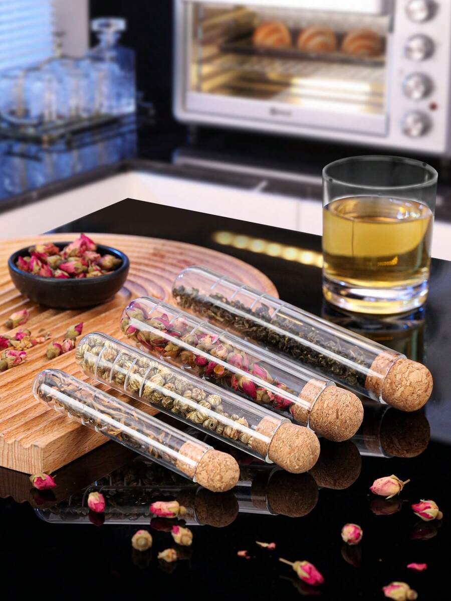 1pc/4pcs/6pcs/8pcs Transparent Glass Tea Infuser Creative Test Tube Tea Strainer