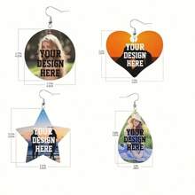 定制耳环独特的 PU 皮革耳环可个性化定制您的文字/照片，作为周年纪念、婚礼、母亲节、生日礼物送给女性 - 彩色 - 查看 10