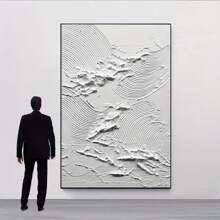 1pc Abstract Ocean Waves Textured Acrylic Painting, Hand-Painted White Wave Art, Frameless, Space & Fantasy Themed, Elegant Wall Decor For Living Room, Entryway, Office, Reception Area
