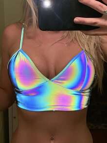 全息短款吊带背心