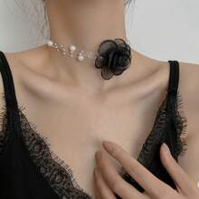 Women Fashionable Faux Pearl Decor Choker, For Party