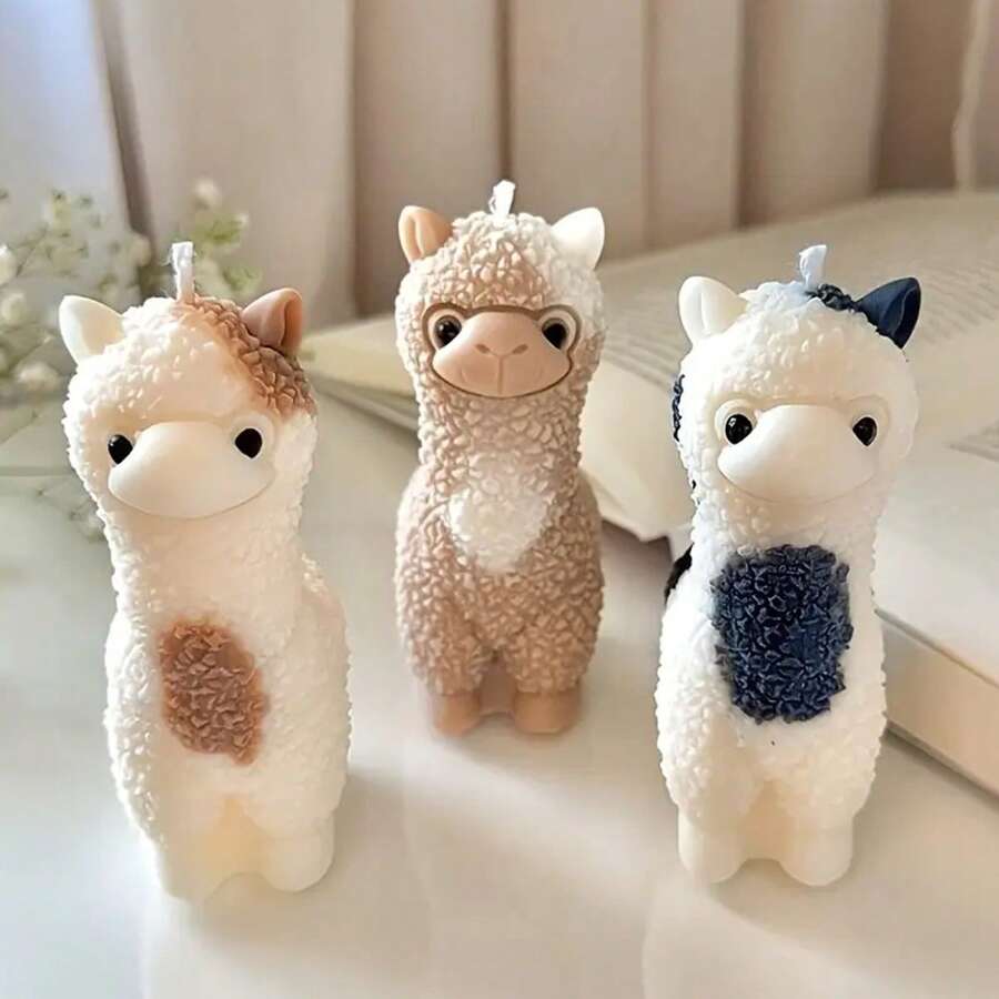 Cute Alpaca Shaped Silicone Candle Mold With Unique Design - White - View 1
