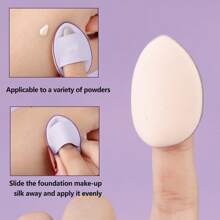 4pcs Thumb-Sized Mini Makeup Sponges, Dry & Wet Foundation Applicator, Finger Tip Powder Puff - Multicolor - View 9