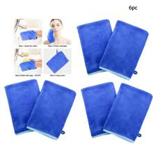 6 pièces de gant doux pour le visage, serviettes de spa pour le bain, gants de lavage corporel en microfibre réutilisables, gants démaquillants, style européen, 6*8 pouces
