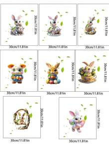 1 件可爱兔子复活节马桶座贴纸、卡通兔子复活节彩蛋和绿叶马桶贴纸、PVC 自粘浴室墙贴、春季蝴蝶墙贴、家居装饰乙烯基贴花、春季蝴蝶元素墙贴装饰品让您的家焕然一新、Rama 装饰贴纸 - 11.81*11.81 英寸 - 彩色 - 查看 3