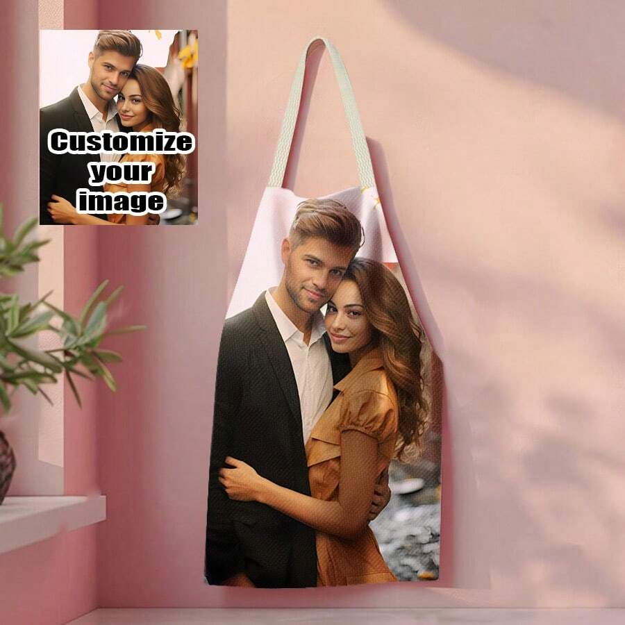 1pc Customizable Linen Kitchen Apron - Personalized Design, Photo Or Text - Woven Polyester Cooking Apron, Breathable,Lightweight,Washable,Cute,Love,Shining,Soft,Comfortable,Elegant,Custom,Personalized,Unique,Him,Her,Boyfriend,Girlfriend,Dad,Mom,Family,Friends,Customized Aprons,Warm Ambience,Xmas Decoration,Living Room Washable