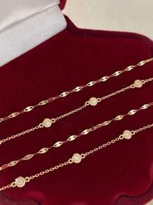 1 件 S925 纯银时尚锆石唇链双层优雅手链，百搭，适合女性日常佩戴、节日和派对礼物珠宝 - 圓形雙層嘴唇女士手鍊 - 查看 3