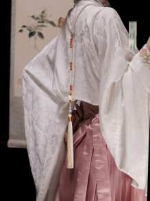 قلادة قديمة طويلة الشرشف، قلادة اللؤلؤ الصناعي على الطراز الصيني للسيدات، اكسسوارات حزب وأزياء عصرية، هدايا للأصدقاء المقربين - الذهبي - مشاهدة 7