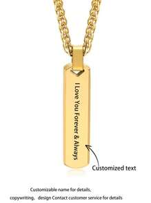 个性化文字定制吊坠项链，简约设计适合女性/男性日常佩戴，情人节礼物，送给她/他的个性化珠宝礼物 - 彩色 - 查看 1