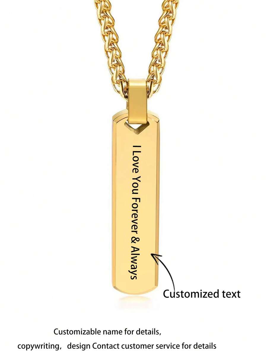 个性化文字定制吊坠项链，简约设计适合女性/男性日常佩戴，情人节礼物，送给她/他的个性化珠宝礼物 - 彩色 - 查看 1