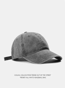 Women's Solid Color Washed Vintage Casual Baseball Cap - Dark Grey - View 10