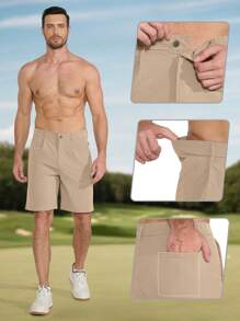 Men's 9" Golf Shorts Quick Dry Stretch UPF 50+ Lightweight Flat Front Shorts With 5 Pockets For Casual & Work Wear