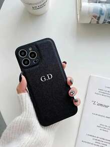 1pc Personalized Phone Case, Compatible With IPhone 16, 15, 14, 13, 12 And 11 Pro Max, Featuring Luxury 3D Silver Hot Pressing Craft And Faux Leather Shock-Absorbing Design, An Ideal Gift Choice