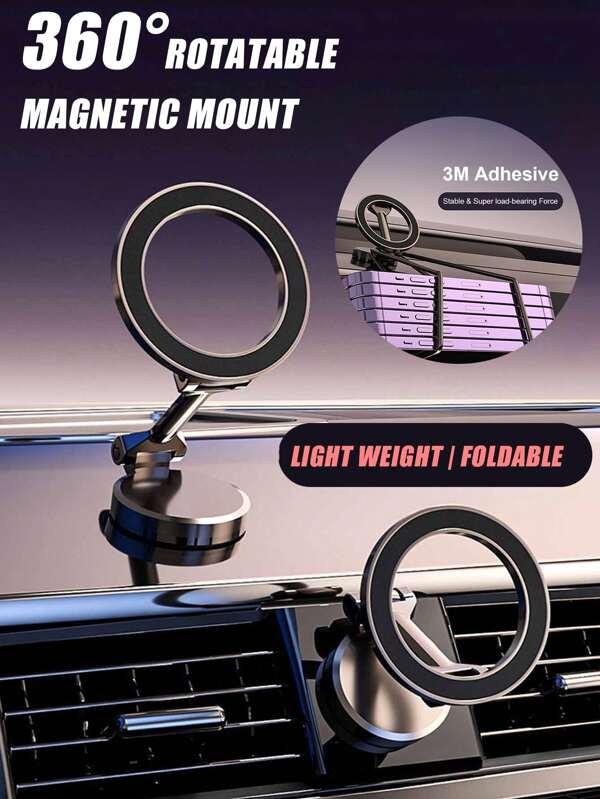 Supporto magnetico pieghevole per auto in lega di zinco, adatto per MagSafe, regolabile a 360°, compatibile con 16 15 14 13 12 Pro, compatibile con e Android, idea regalo per compleanni, familiari, amici, accessori per auto
