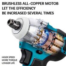 21V Compact Wireless Impact Wrench Set, 258ft LBS Torque, Includes Drilling Kit And Carrying Case, Includes Lithium-Ion Battery And Charger, 0.87-Inch Sleeve, Suitable For Home Repairs, Perfect For DIY And Small Car Tire Work - Blue - View 8