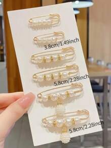8 stuks dames zwart-witte parel tailleverstellers, kleding taille verlengspelden, shirt taille cincher broches (geen kaart)