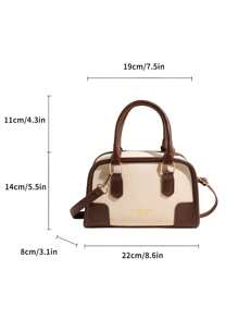 Retro bicolor Boston-stijl kussen handtas, dames schoudertas, vintage bowlingtas stijl, mode forenzentas 2025 nieuw