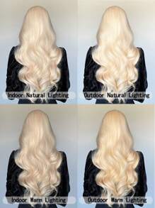 Jednoczęściowe długie falowane blond peruki syntetyczne 26 cali platynowe codzienne naturalne peruki z grzywką peruka cosplay dla kobiet odporna na ciepło