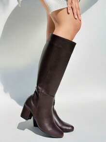 Botas para dama Tacón bajo Clásicas Formales - Marrón - Ver 3