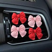 Set de 2 clips decorativos con lazo para las rejillas de ventilación del coche, se adapta a rejillas horizontales y verticales, accesorios para el interior del automóvil