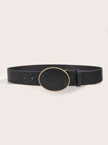 1pc Women's Vintage Alloy PU Grape-Patterned Belt, Suitable For Daily Use Summer, School Fall, Autumn, Halloween - Black - View 2