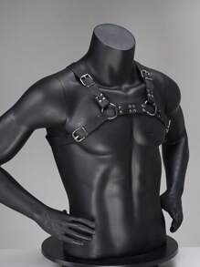 1 件可调节男士 PU 皮革胸带，铆钉装饰，哥特朋克风格身体配饰，适合节日或角色扮演