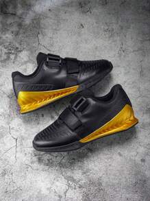 Men's Powerlifting & Squat Training Shoes, Stable Gym Shoes For Deadlifts & Barbell Workouts, Non-Slip TPU & Rubber Sole, Supportive Hard Base Fitness Footwear