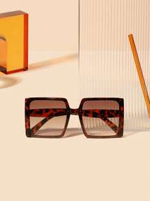 1 pieza Gafas de moda para mujer con marco cuadrado clásico y estampado de leopardo bohemio, para disfraces y fiestas