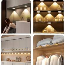 1 个 LED 可充电聚光灯，USB 充电运动传感器猫眼灯，3 色可调壁灯，适用于卧室、衣柜、橱柜、床边、走廊、展示柜