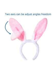 Set de 1/3/5 diademas suaves color rosa con orejas de conejo tipo pompón para mujeres para celebraciones de Pascua y eventos con temática, diademas de celebración, vinchas, aros para el cabello