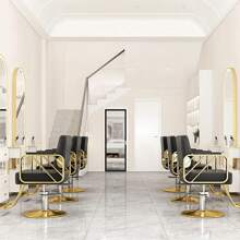 Silla Clasica Premium Barberia Estetica Giro 360° Neumatica Silla Clasica Premium Barberia Estetica Giro 360° Neumatica Sillon Barberia Estetica Peluqueria Neumatica Silla Barbero Forma De La Base Redonda Tipo ,Negro y dorado - Negro - Ver 5