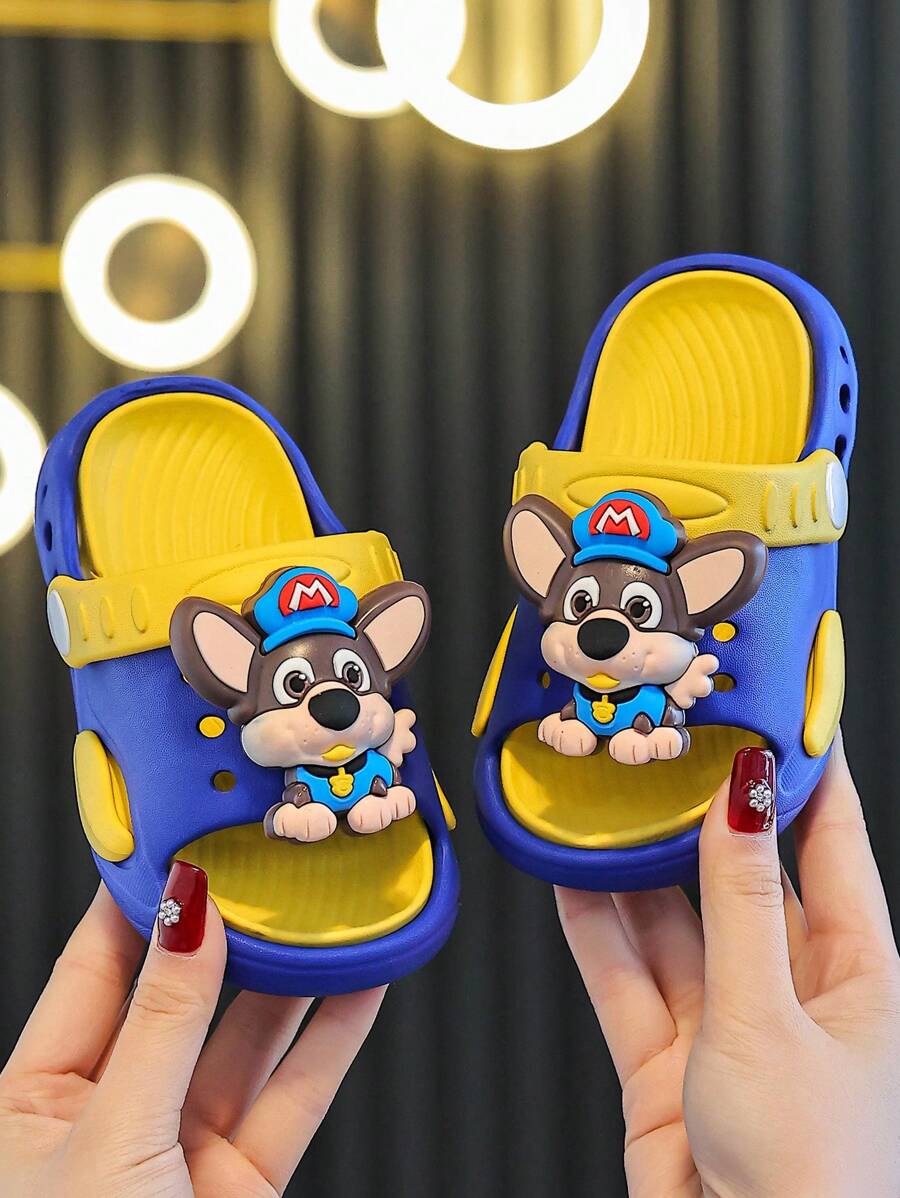 儿童拖鞋，男童可爱小狗设计室内家居淋浴防滑幼儿凉鞋，夏季