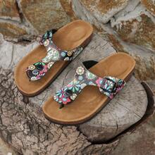 High-End Flip Flops Soft Cork Sandals, Women's Beach & Home Outdoor Style Open Toe Flat Slippers, Summer - Multicolor - View 4