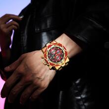 YaLaLuSi 1 pièce de la marque YaLaLuSi Montre-bracelet de luxe dorée personnalisée de grande taille pour femmes. Conception unique à trois cercles avec affichage du calendrier, du jour de la semaine et d'autres fonctions multi. Cadran à aiguilles et échelle. Boîtier de haute qualité, couleur vive et look dominant. Convient pour le travail, l'école, les fêtes, les , les sports et autres occasions. Cadeau polyvalent original, cadeau de vacances ou d'anniversaire pour la famille, les amis et les camarades de classe