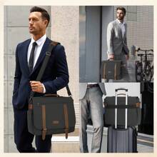 Messenger Bag Men 15.6 Inch Laptop Bag Vintage Canvas Briefcase Retro Work Computer Bag Large Shoulder Bag Water Resistant Cross-Body Satchel Bag For Business Office College Travel Hand Bag - Multicolor - View 4