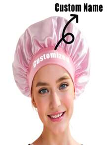 1pc Custom Silk Bonnet For Sleeping Women, Customized Name Satin Bonnet, Personalized Hair Bonnet With Name, Customizable Women's Beauty Hat, Customized Valentine's Day Gift, Head Bands For Women's Hair, Hair Bonnets For Women, Silk Bonnet For Curly Hair