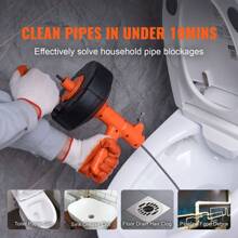 Drain Auger 25Ft, Plumbing Snake With Drill Attachment And Auto Feed, Plumbers Snake Drain Clog Remover For Kitchen Bathroom Shower Sink With Protective Hose And Gloves - Drain Auger 25Ft, Drill Attachment, Protective Hose, Gloves - 查看 2