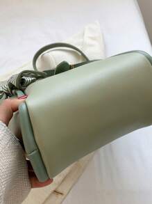 1pc Green Polyurethane Elegant Simple Scarf Bow Decor Shoulder Strap Lightweight Handbag With Inner Lining, Suitable For Women, Spring/Summer, Office Lady Commute, Shopping, Fit Phone, Wallet, Lipstick, Key, Tissue, Fashion Item