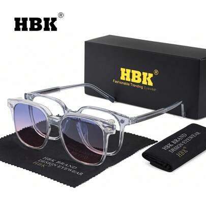 HBK Occhiali alla moda HBK, set con molletta magnetica in TR90 TAC e copertura flip-up, due in uno, accessori eleganti per uomo e donna, adatti per uso esterno, guida, vacanze, feste, viaggio, spiaggia, con confezione completa per l'estate, vacanze, attività all'aperto e viaggi