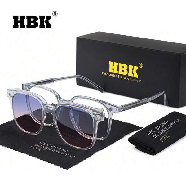 HBK Conjunto de gafas de moda HBK con clip magnético TR90 TAC con tapa abatible, un accesorio elegante en uno para hombres y mujeres para uso en exteriores, conducir, vacaciones, vacaciones, calle, fotos, fiestas. Incluye el paquete completo para verano, playa, viajes.