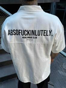 Men's Summer Short Sleeve Turndown Collar Pocket Work Shirt - White - View 2