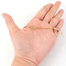 1pc Fashion Initial Red Tulip Pendant Gold Color Stainless Steel Chain Necklace For Women