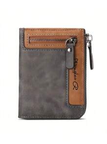 男士复古时尚多功能拉链钱包，多槽大容量卡夹，男士理想礼物，适合青少年、夏季休闲、户外、运动、度假、旅行、毕业、生日礼服配饰正式/商务正式情人节创意