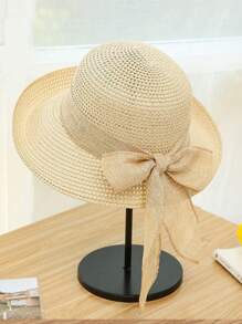 1pc Women's Multicolor Straw Hat, Large Brim All-Match Sun Hat, Beach Sun Protection Hat, Foldable Korean Style