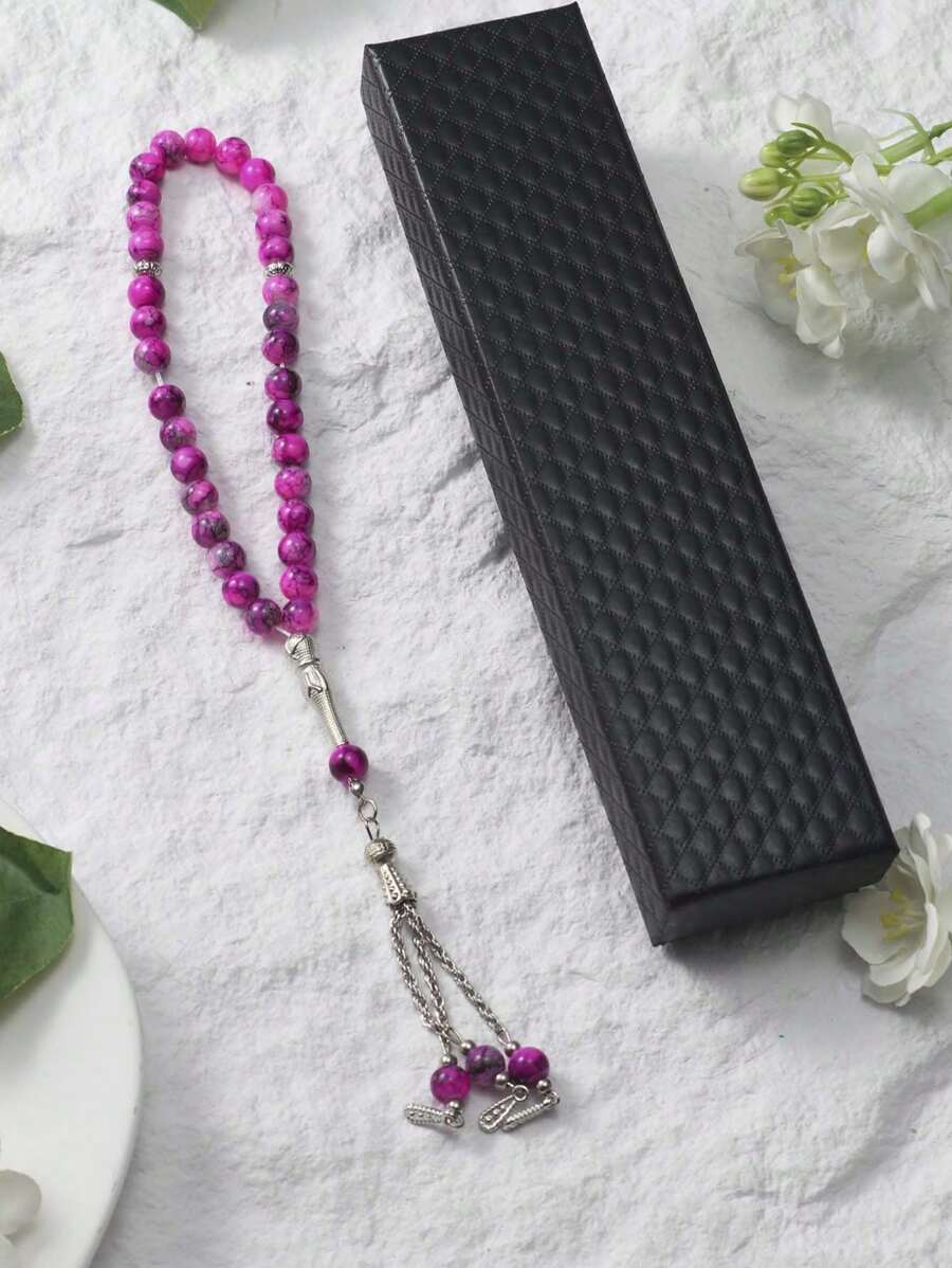 1 件 33 件 6 毫米手工穆斯林祈祷珠 Tasbih，时尚简约黑色礼品盒（多种颜色） - 彩色 - 查看 1