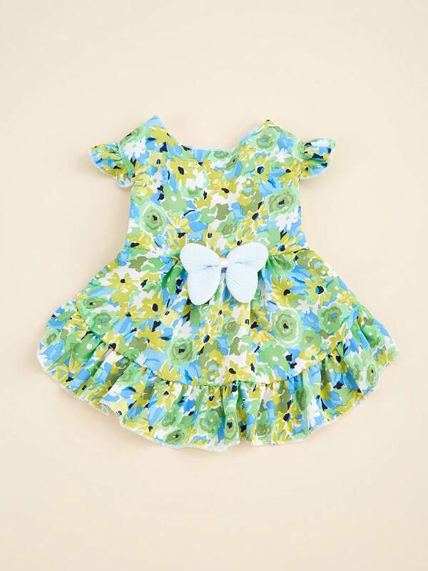 1pc Colorful Floral Dress For Pets, Fashionable & Elegant Dress, Comfortable & Breathable Pet Clothes For Cats/Dogs, All Seasons