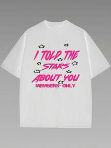 Text Slogan Printed Women's Casual Short Sleeve T-Shirt 1 Pcs Heavy Cotton T Shirt