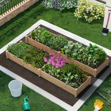 Outdoor Patio 8 FT Wooden Raised Beds Backyard Elevated Planter Box - Màu be - Xem 2